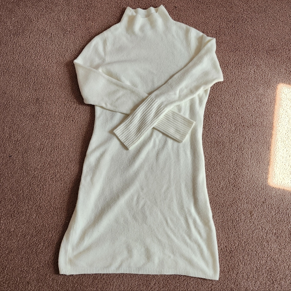Express Off-White Long Sleeve Turtleneck Sweater Dress XS